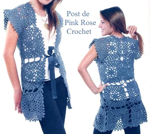 PINK ROSE CROCHET /: Colete Squares em Crochê