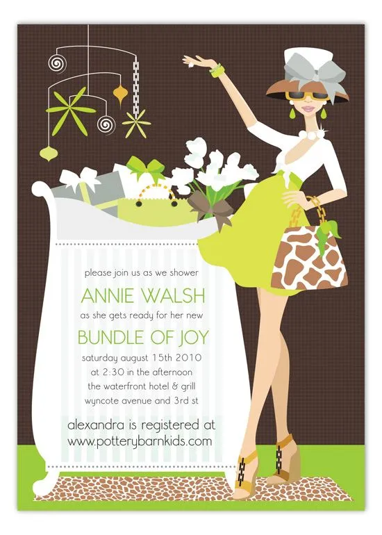 Pink Twins Chic Crib Mom Invitation - Custom Party Invitations ...