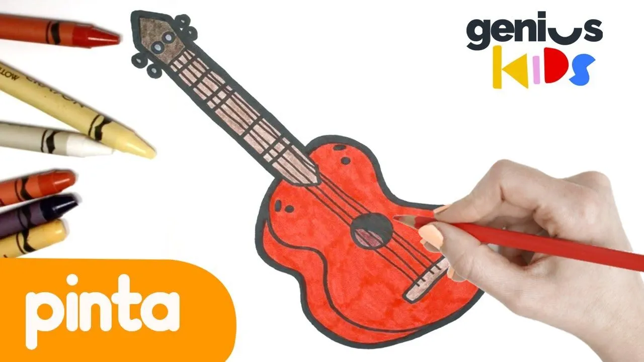 Pinta los instrumentos musicales | Videos para niños | La guitarra, el arpa  y el chelo - YouTube