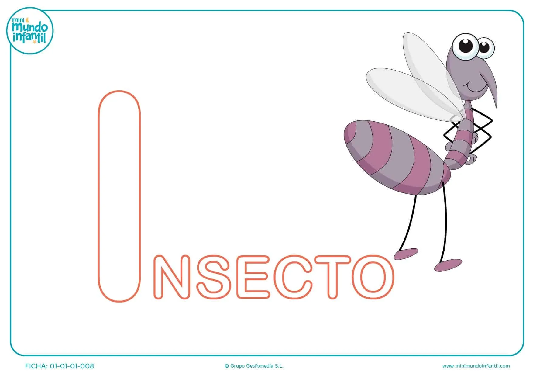 Pinta la letra I de insecto para completar la palabra para infantil Pinta la letra I de insecto para completar la palabra para infantil