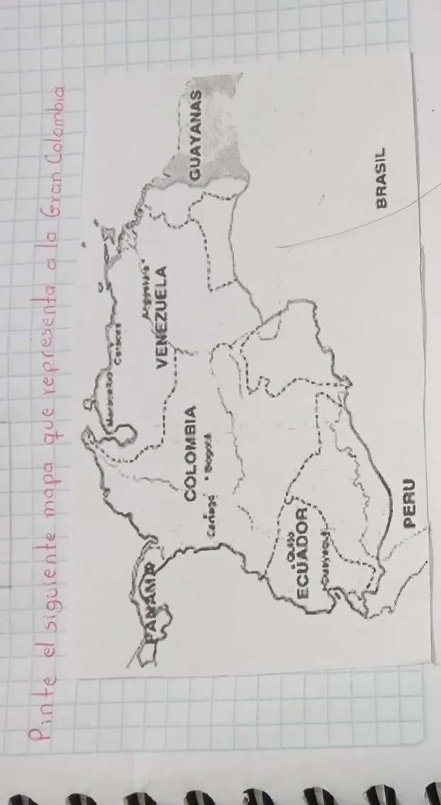 pinta el siguiente mapa que representa la gran Colombia​ - Brainly.lat