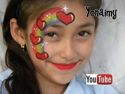 PINTACARITAS DE ARCOIRIS CON CORAZONES, FACE PAINTING RAINBOW ... PINTACARITAS DE ARCOIRIS CON CORAZONES, FACE PAINTING RAINBOW ...