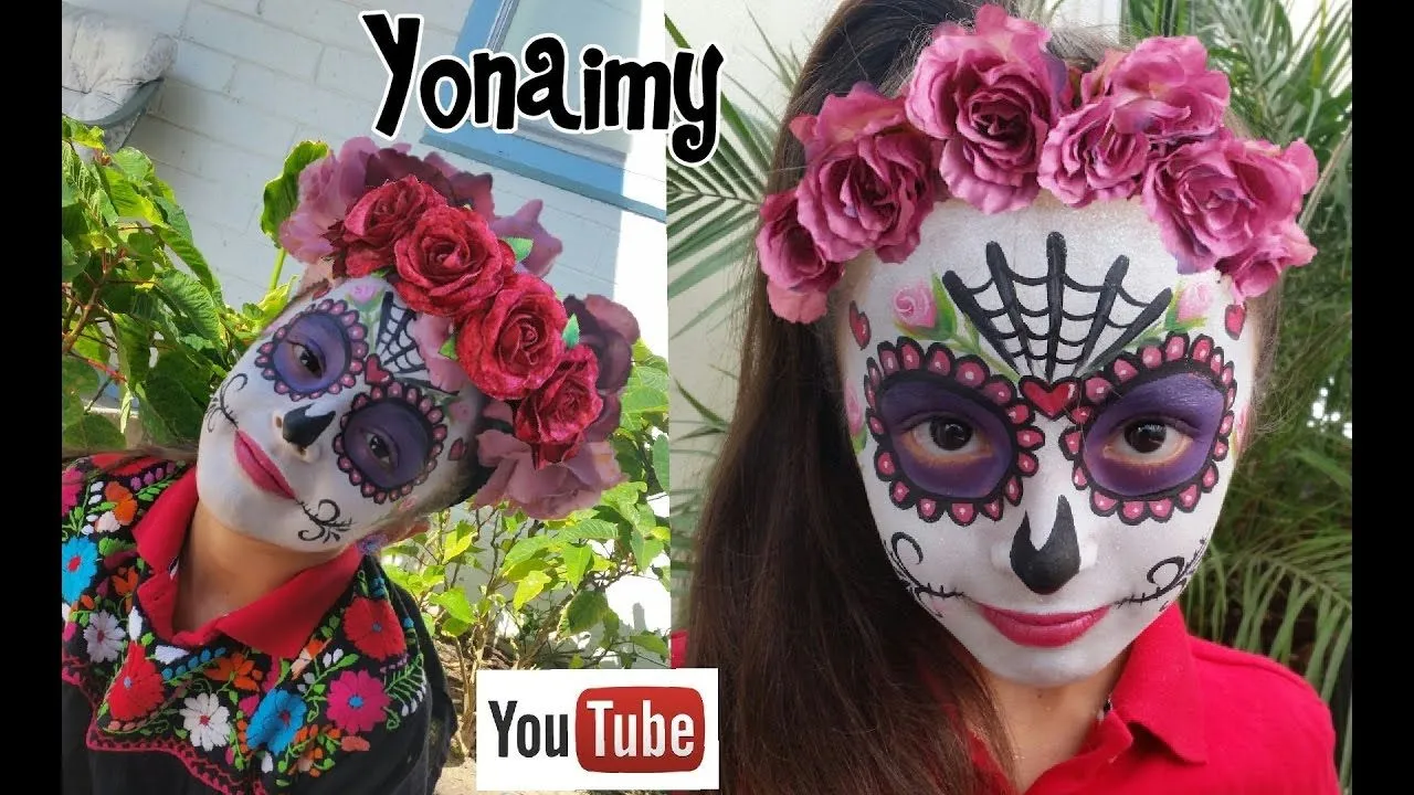 PINTACARITAS DE CATRINA .- SUGAR SKULL FACE PAINTING. - YouTube