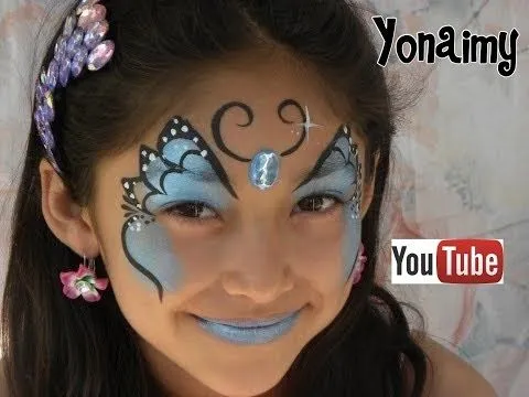 PINTACARITAS DE MARIPOSA AZUL.- FACEPAINTING BLUE BUTTERFLY - YouTube