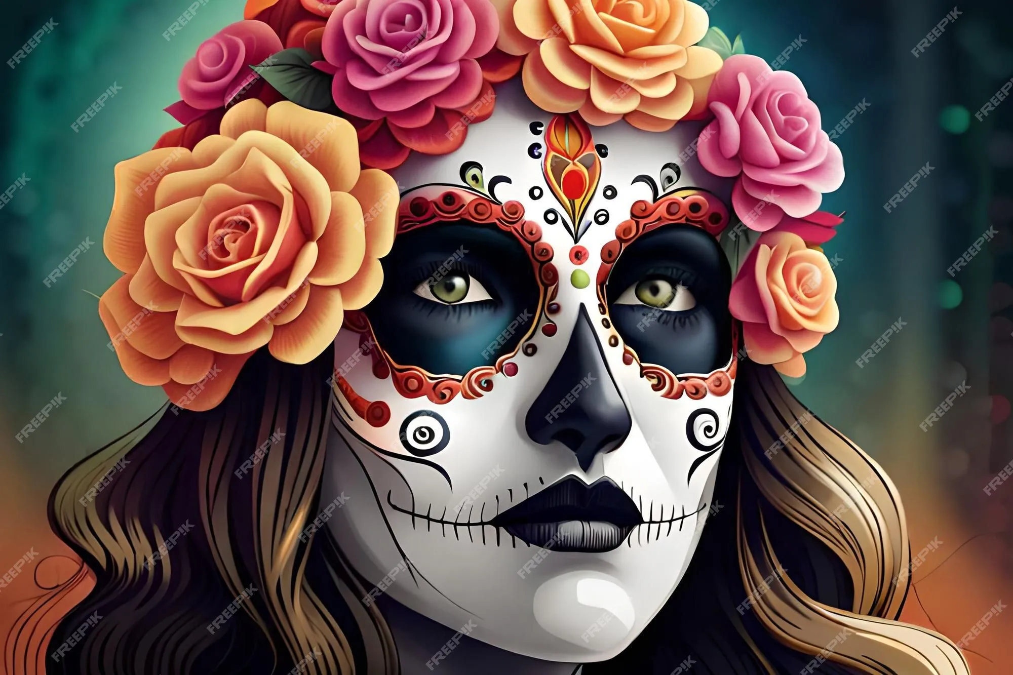 Pintacaritas dia de muerta mujer | Foto Premium Pintacaritas dia de muerta mujer | Foto Premium