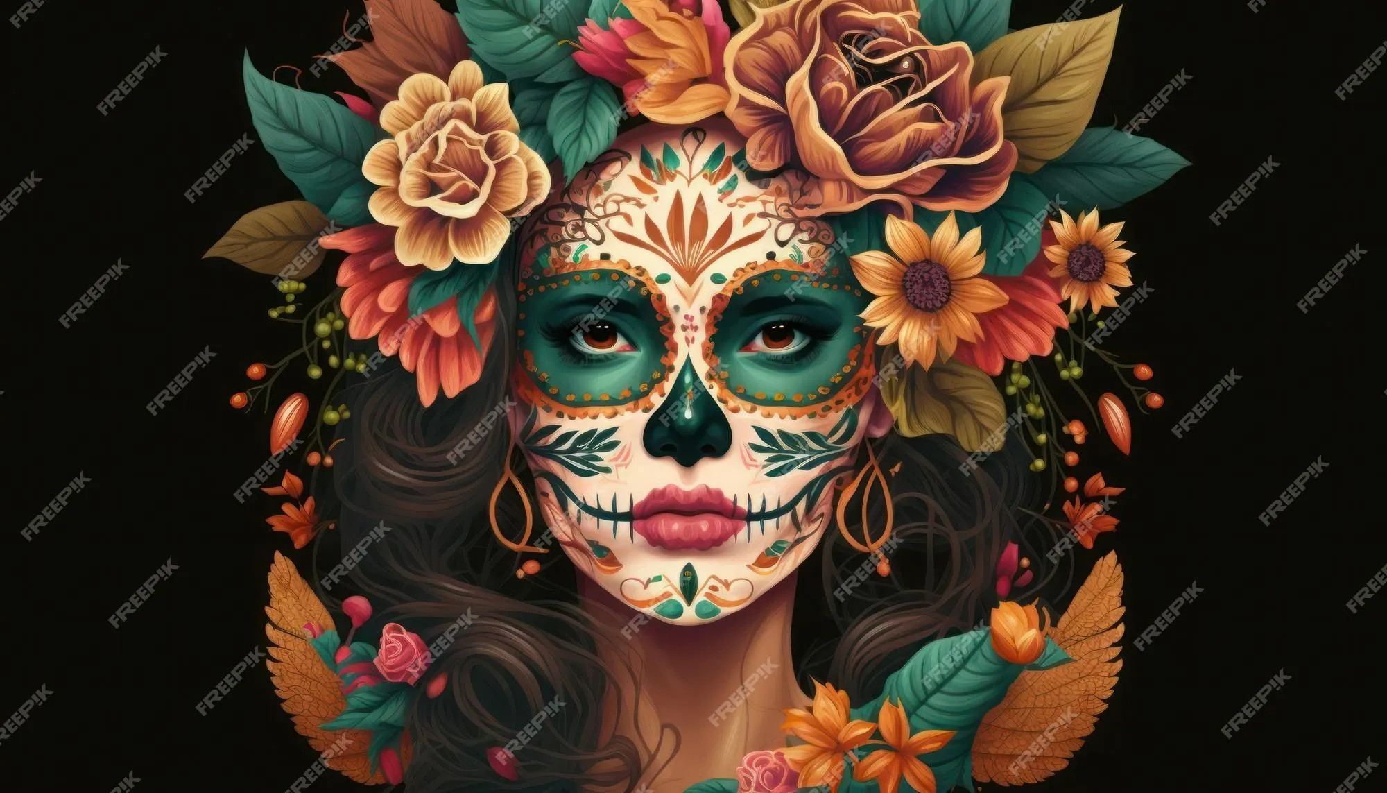 Pintacaritas dia de muerta mujer | Foto Premium Pintacaritas dia de muerta mujer | Foto Premium
