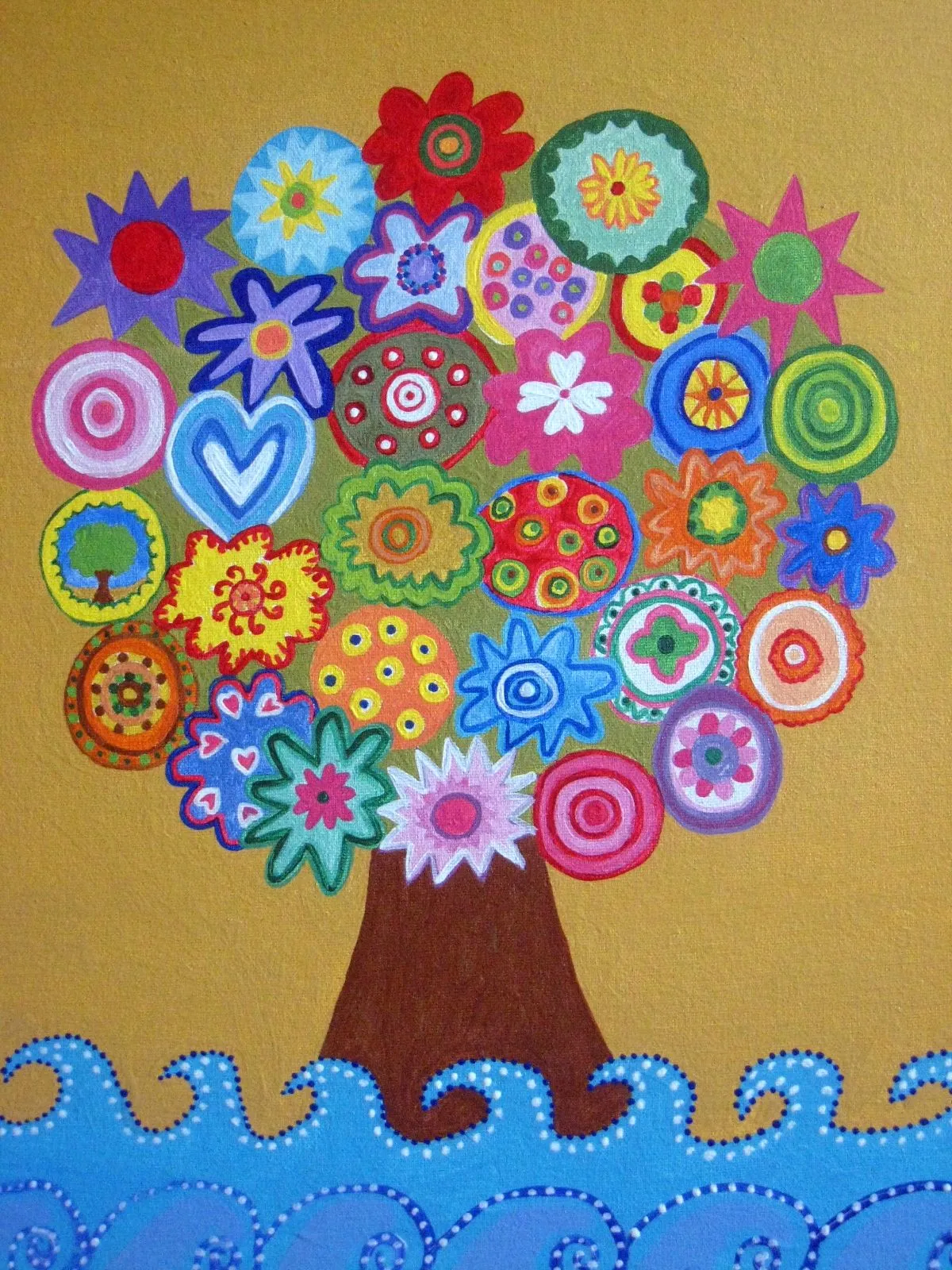 ... por eso he pintado un árbol lleno de ellos bañandose entre olas ... por eso he pintado un árbol lleno de ellos bañandose entre olas