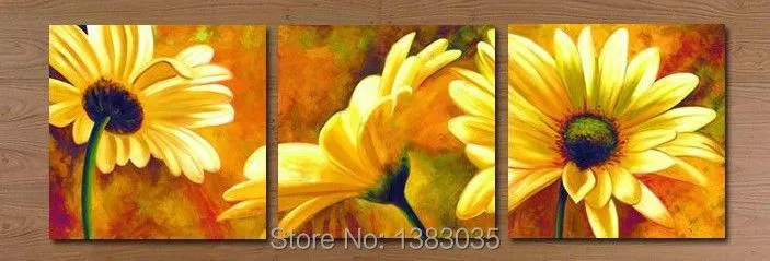 Pintado a mano abstracta moderna 3 Panel florales pinturas al óleo ... Pintado a mano abstracta moderna 3 Panel florales pinturas al óleo ...