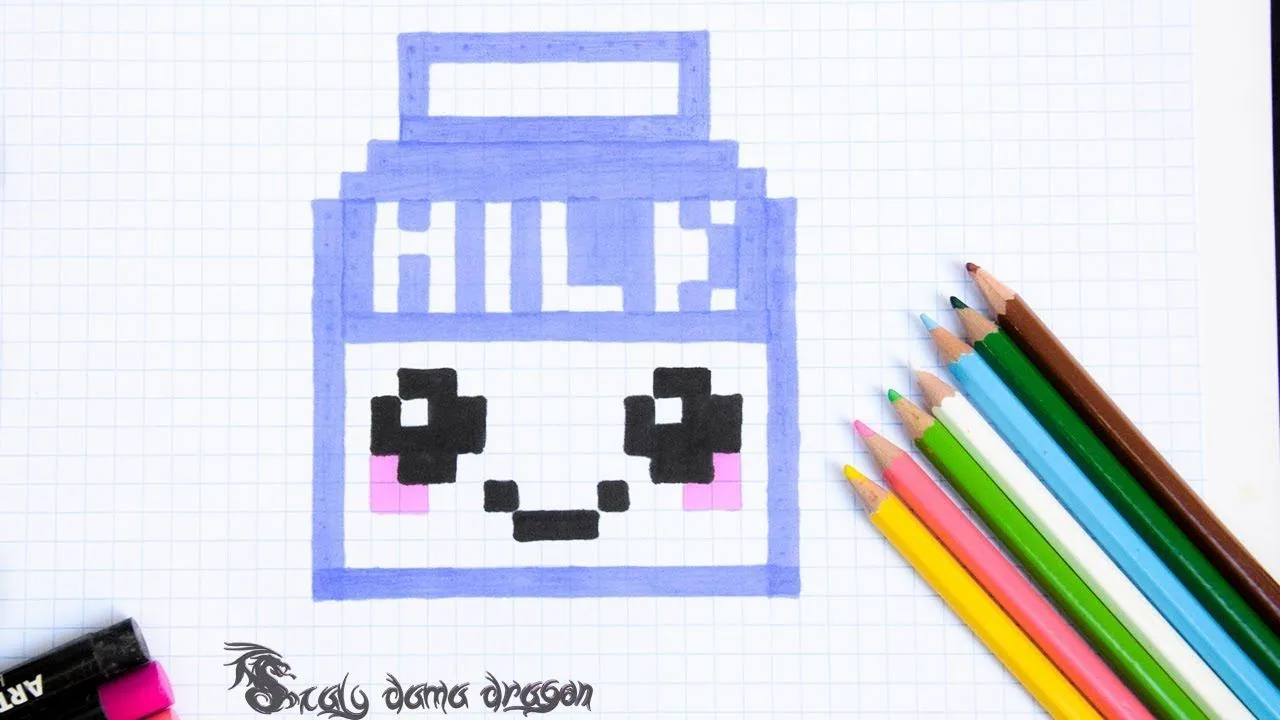Pintando Caja de leche cuadricula / Milk kawaii Pixel art - YouTube Pintando Caja de leche cuadricula / Milk kawaii Pixel art - YouTube