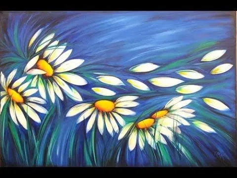 Como pintar con acrilicos- Cuadro de Margaritas - Claudia Kunze ... Como pintar con acrilicos- Cuadro de Margaritas - Claudia Kunze ...