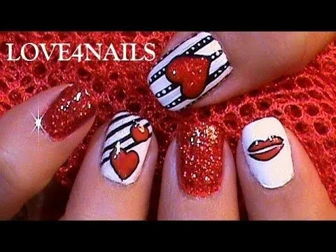 Como Pintar Besos Y Corazones ♥ Decoracion De Uñas - YouTube