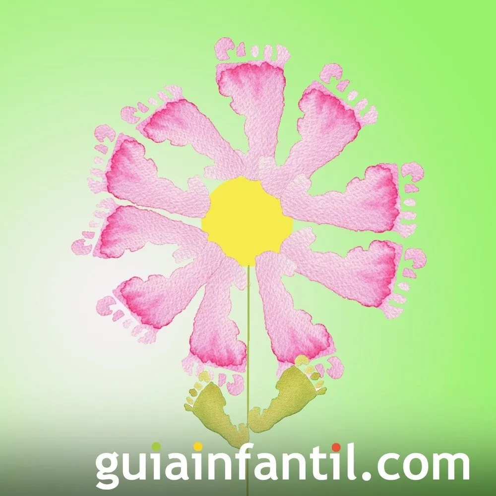 Pintar una flor con las huellas de los pies Pintar una flor con las huellas de los pies