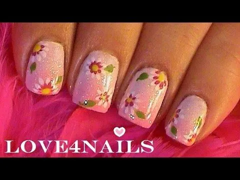 Como Pintar Flores Sencillas En Sus Uñas - YouTube