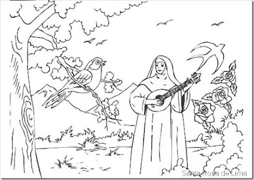 Santa Rosa de Lima dibujos para colorear - pintar y jugar Santa Rosa de Lima dibujos para colorear - pintar y jugar