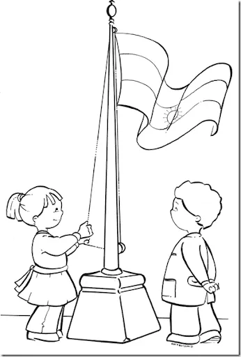 Niño porta bandera argentina para colorear - pintar y jugar Niño porta bandera argentina para colorear - pintar y jugar
