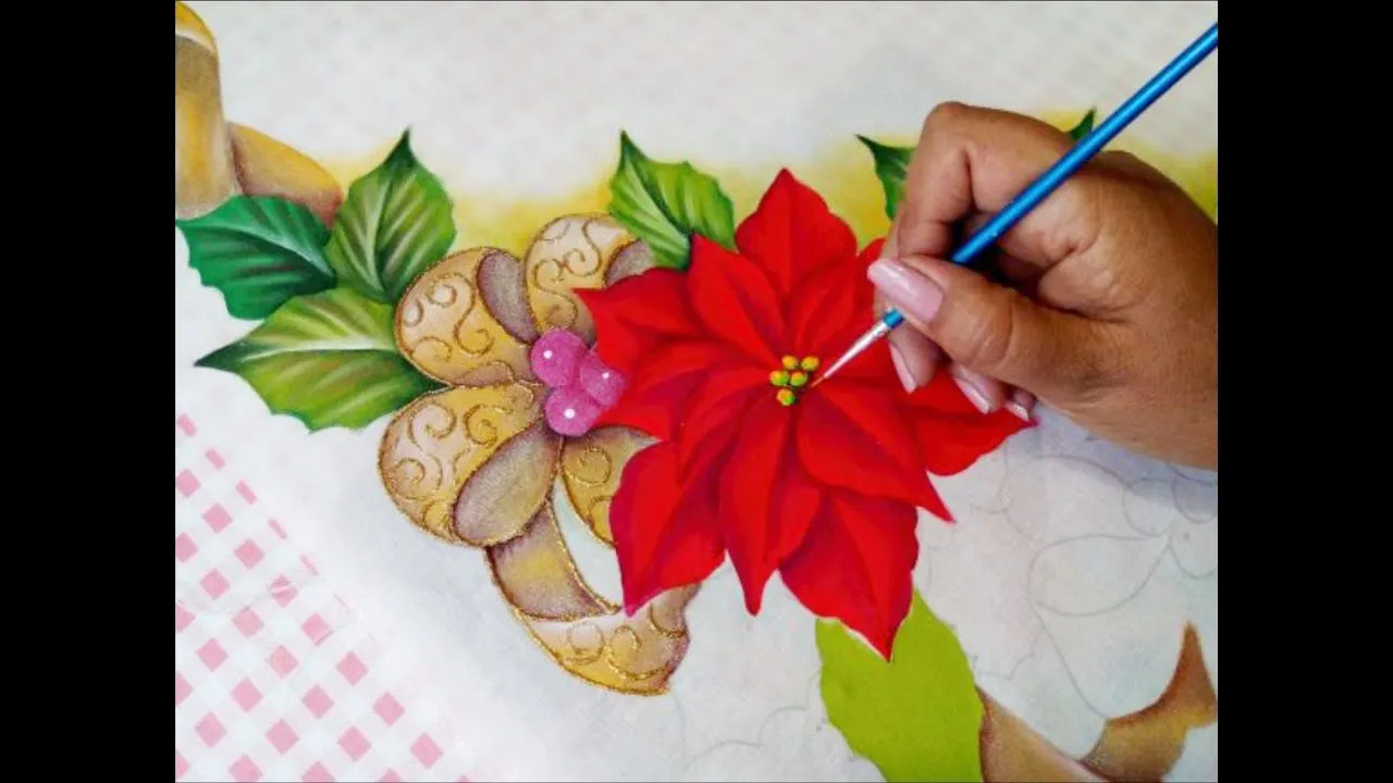 Como Pintar Una Nochebuena / How To Paint Poinsettias / Flor De Natal Em  Tecido - YouTube