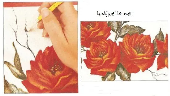 Como pintar una rosa en tela :