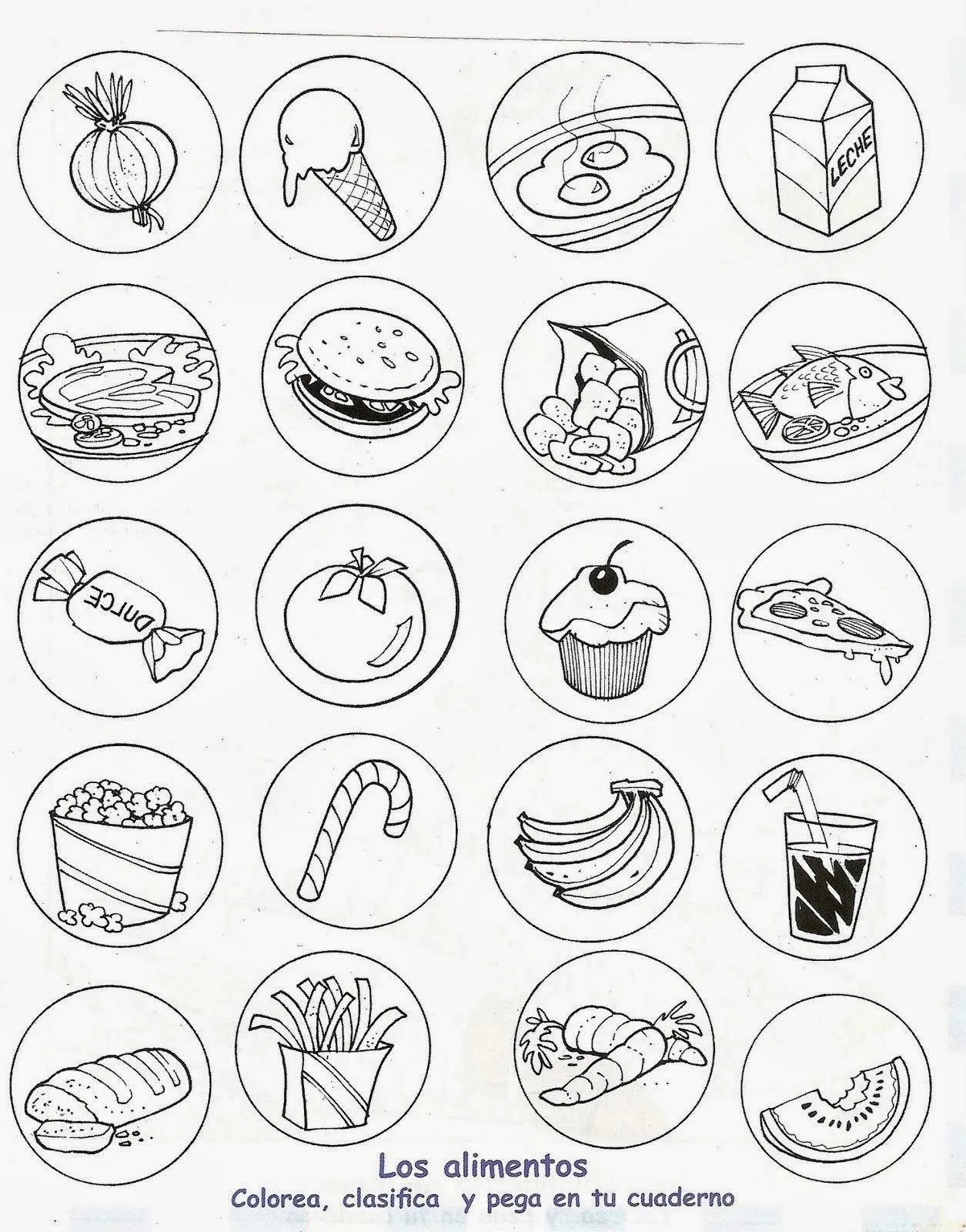 Pinto Dibujos: Alimentos saludables y alimentos chatarra para colorear Pinto Dibujos: Alimentos saludables y alimentos chatarra para colorear