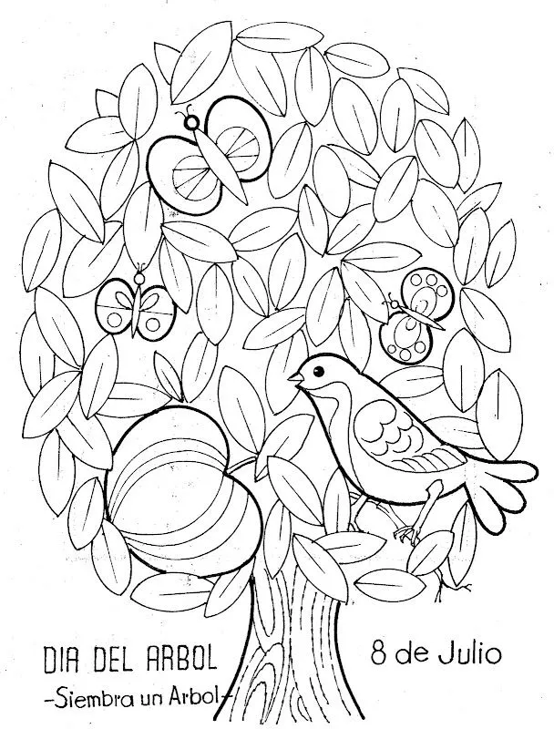 Pinto Dibujos: Día del árbol – 8 de julio para colorear Pinto Dibujos: Día del árbol – 8 de julio para colorear