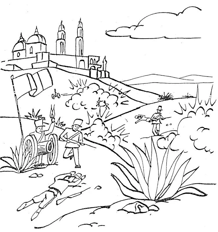 Pinto Dibujos: Batalla del 5 de mayo para colorear Pinto Dibujos: Batalla del 5 de mayo para colorear
