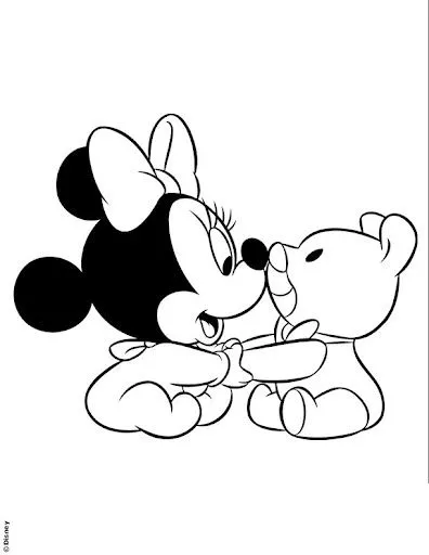 Dibujos para colorear Minnie Mouse bebé blanco y negro - Imagui