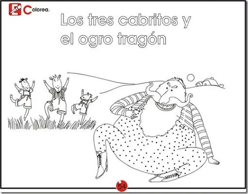 Pinto Dibujos: Los tres cabritos y el ogro tragón para colorear Pinto Dibujos: Los tres cabritos y el ogro tragón para colorear