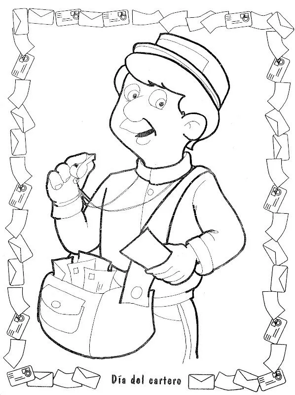 Pinto Dibujos: Día del cartero para colorear y pintar