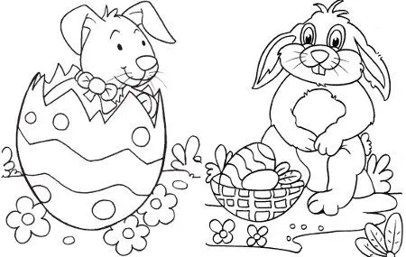 Pinto Dibujos: Conejos con huevos de pascua para colorear Pinto Dibujos: Conejos con huevos de pascua para colorear