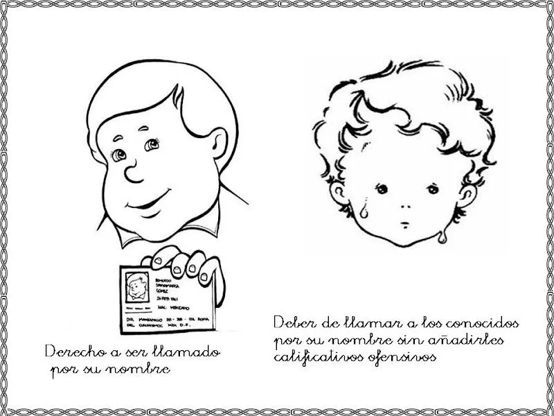 Derechos de los niños a un nombre para colorear - Imagui