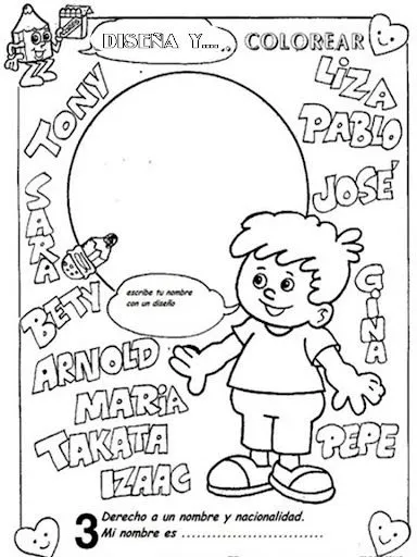 Pinto Dibujos: Derecho a un nombre y una nacionalidad para colorear