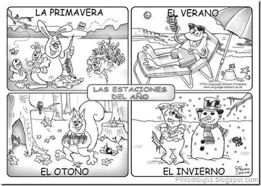 Pinto Dibujos: Dibujo para colorear de las estaciones del año