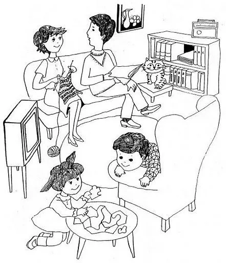Pinto Dibujos: Dibujo de familia en casa para colorear Pinto Dibujos: Dibujo de familia en casa para colorear