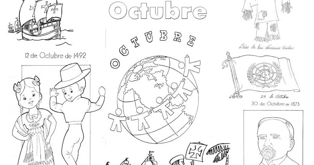 Pinto Dibujos: Efemérides Octubre para colorear Pinto Dibujos: Efemérides Octubre para colorear