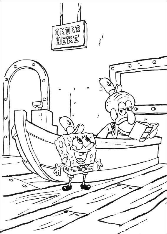 Pinto Dibujos: Imagenes de calamardo y Bob esponja para colorear