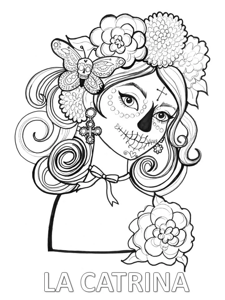 Pinto Dibujos: Mandala de la catrina para colorear el dia de muertos