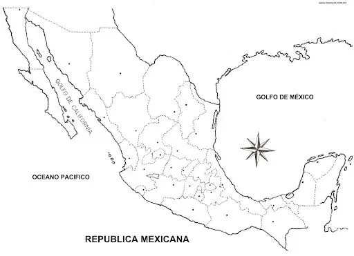 Pinto Dibujos: Mapa de México con división política para colorear Pinto Dibujos: Mapa de México con división política para colorear