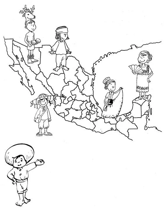 Pinto Dibujos: Mapa de México con sus trajes típicos para colorear ... Pinto Dibujos: Mapa de México con sus trajes típicos para colorear ...