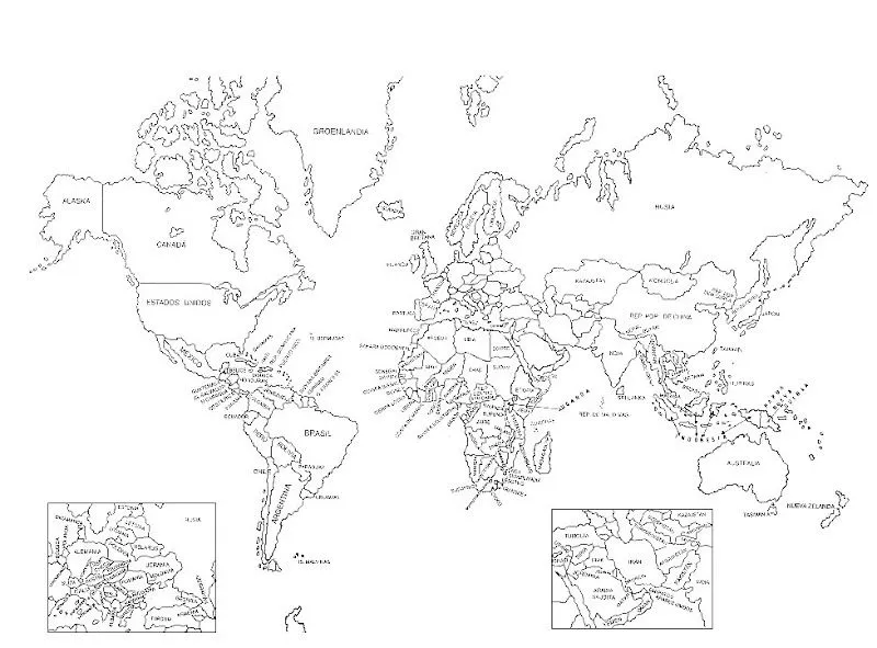 Pinto Dibujos: Mapa Planisferio del mundo para colorear Pinto Dibujos: Mapa Planisferio del mundo para colorear