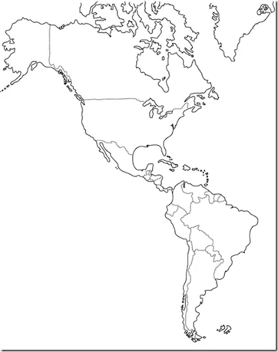 Pinto Dibujos: Mapa político de América para colorear