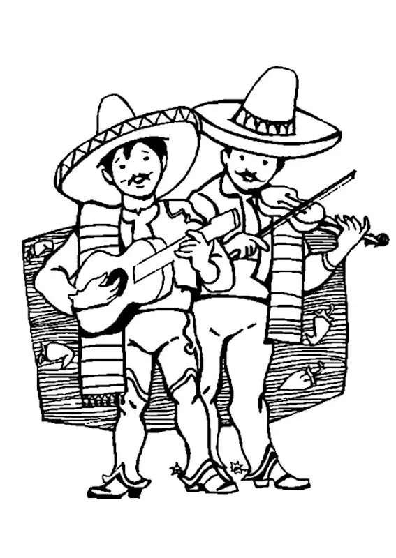 Pinto Dibujos: Mariachi para colorear