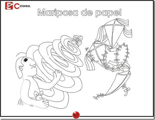 Pinto Dibujos: Mariposa de papel y papalote para colorear