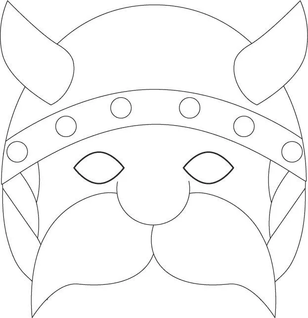 Pinto Dibujos: Máscara de vikingo para colorear