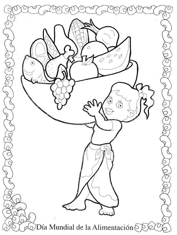 Pinto Dibujos: Día mundial de la alimentación para colorear Pinto Dibujos: Día mundial de la alimentación para colorear