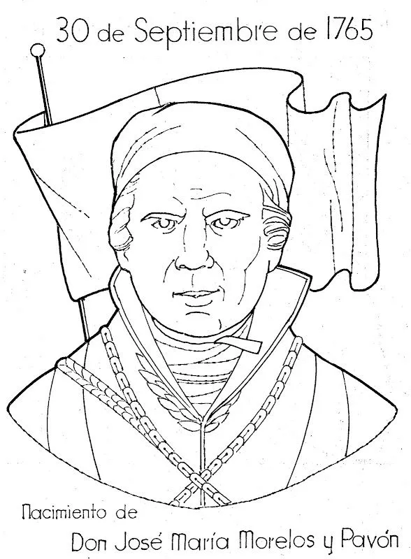 Pinto Dibujos: Natalicio de José María Morelos para colorear Pinto Dibujos: Natalicio de José María Morelos para colorear
