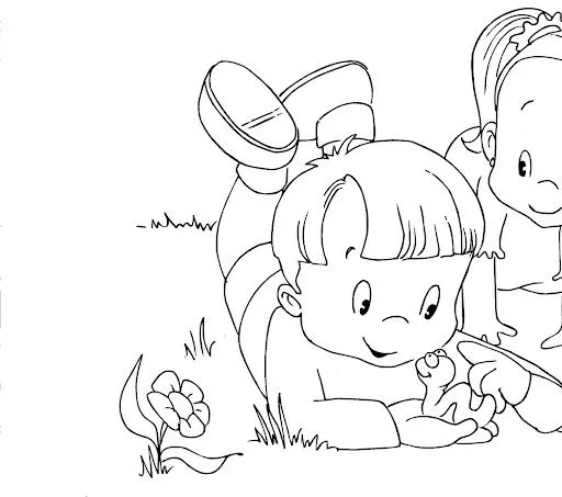 Pinto Dibujos: Niño explorando la naturaleza para colorear Pinto Dibujos: Niño explorando la naturaleza para colorear