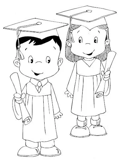 Pinto Dibujos: Niño y niña graduados para colorear Pinto Dibujos: Niño y niña graduados para colorear