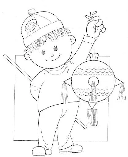 Pinto Dibujos: Niño con piñata para colorear Pinto Dibujos: Niño con piñata para colorear
