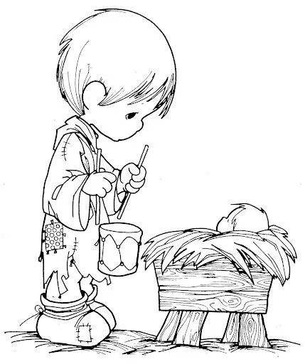 Pinto Dibujos: Niño del tambor Precious Moments para colorear Pinto Dibujos: Niño del tambor Precious Moments para colorear