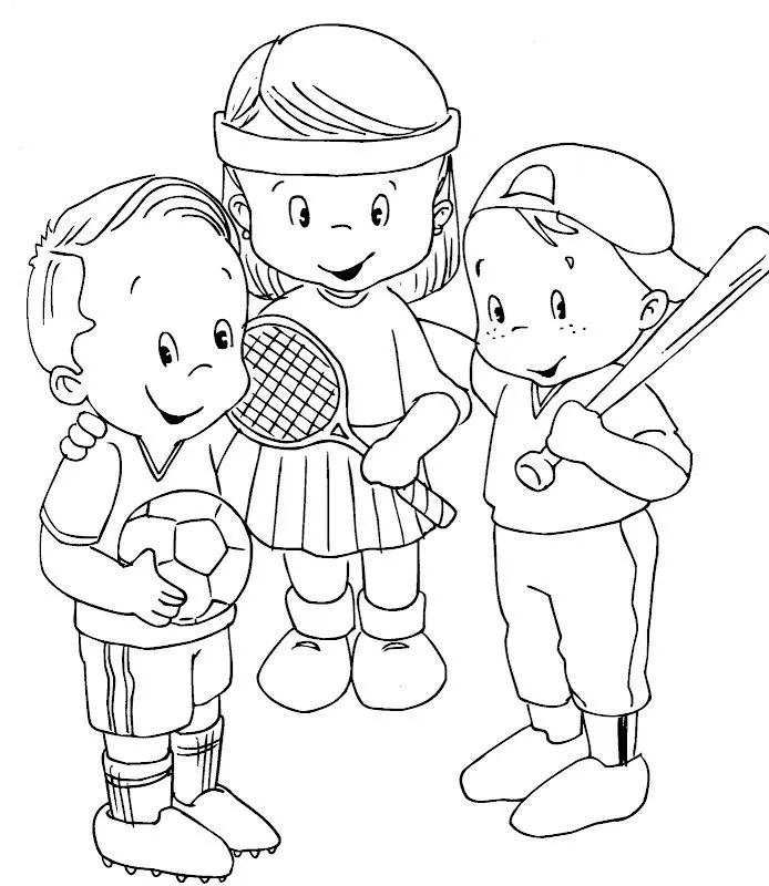 Pinto Dibujos: Niños deportistas para colorear Pinto Dibujos: Niños deportistas para colorear