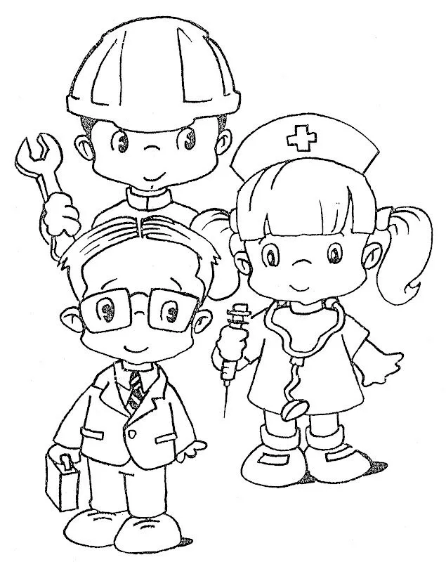 Pinto Dibujos: Niños vestidos de trabajadores para colorear Pinto Dibujos: Niños vestidos de trabajadores para colorear